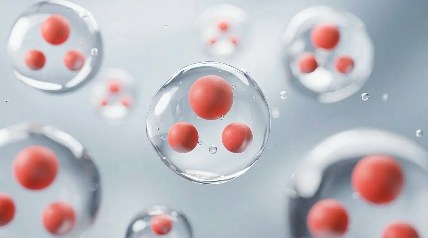 Fluorescent microscopy image of iPSC-derived embryoid cell clusters