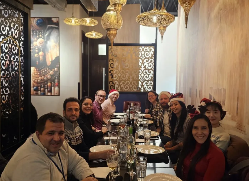 The Ananda Devices team at a group dinner